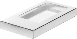 Коробка под дубайский шоколад с окном 15,5 см*7,5 см*2,5 см (Серебро)